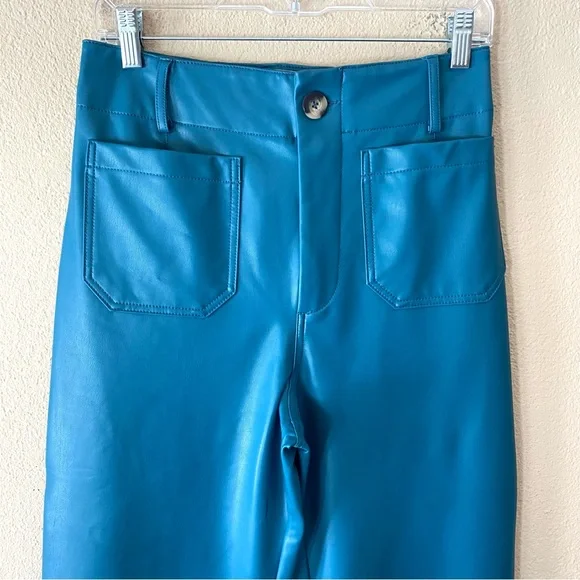 Anthropologie Maeve Colette Faux Leather Crop Wide-Leg Pants - Picture 4 of 10